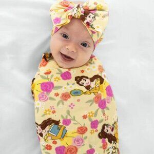 NIB Little Sleepies Princess Belle Swaddle & Luxe Bow Headband Set